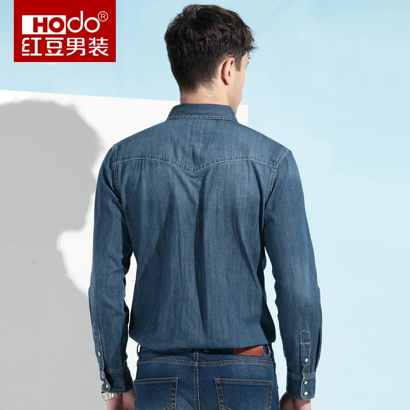 Hodo Camisa Джинсы для женщин masculina квадратный воротник Мужская рубашка Manga Longa Slim Fit