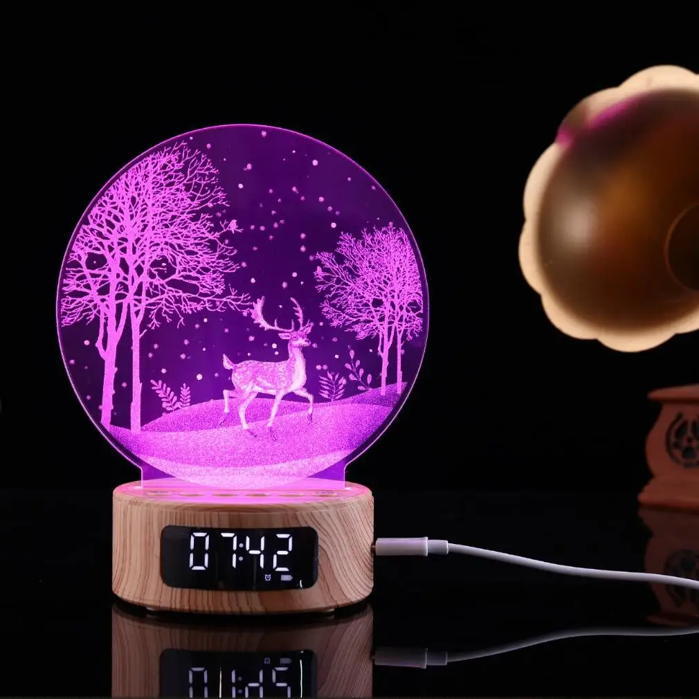 Bluetooth будильник проекция аудио Галактика 3d ночник цветной цифровой стол