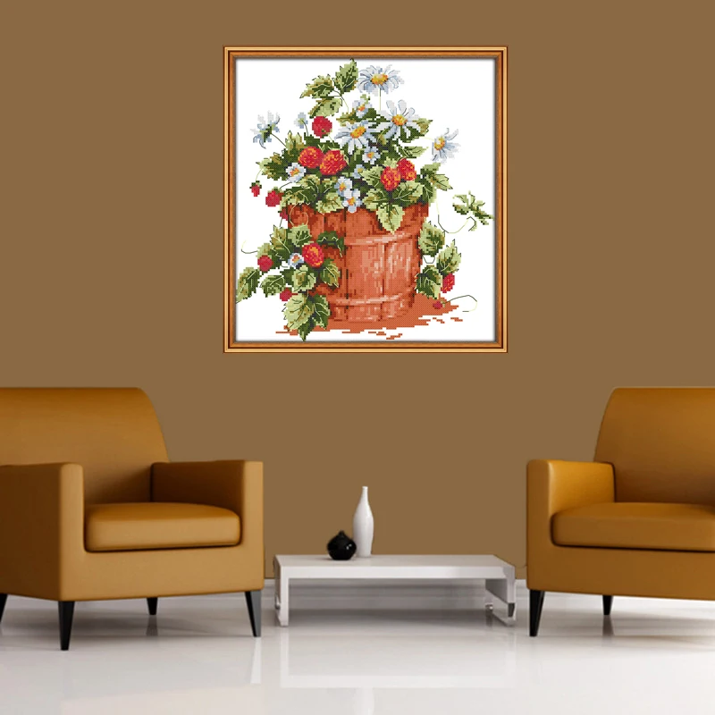 Joy Sunday Chinese Cross Stitch kits Strawberry Pattern DMC 14CT 11CT Cotton Fabric Home Decor Painting Factory Wholesale | Дом и сад