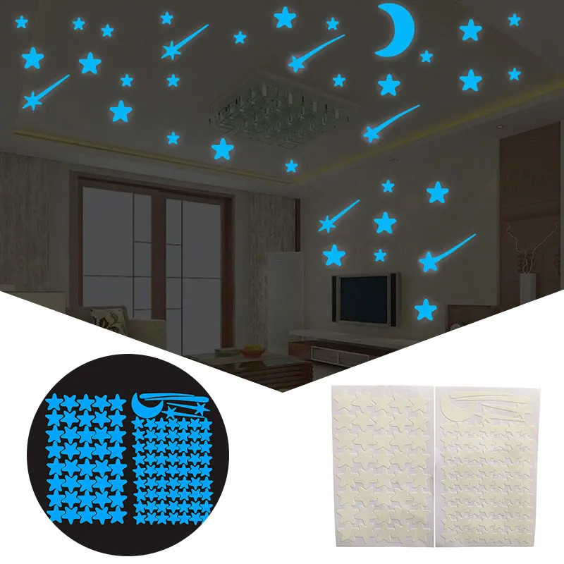 103 шт. светящиеся в темноте флуоресцентные наклейки на стену|Наклейки стену| |