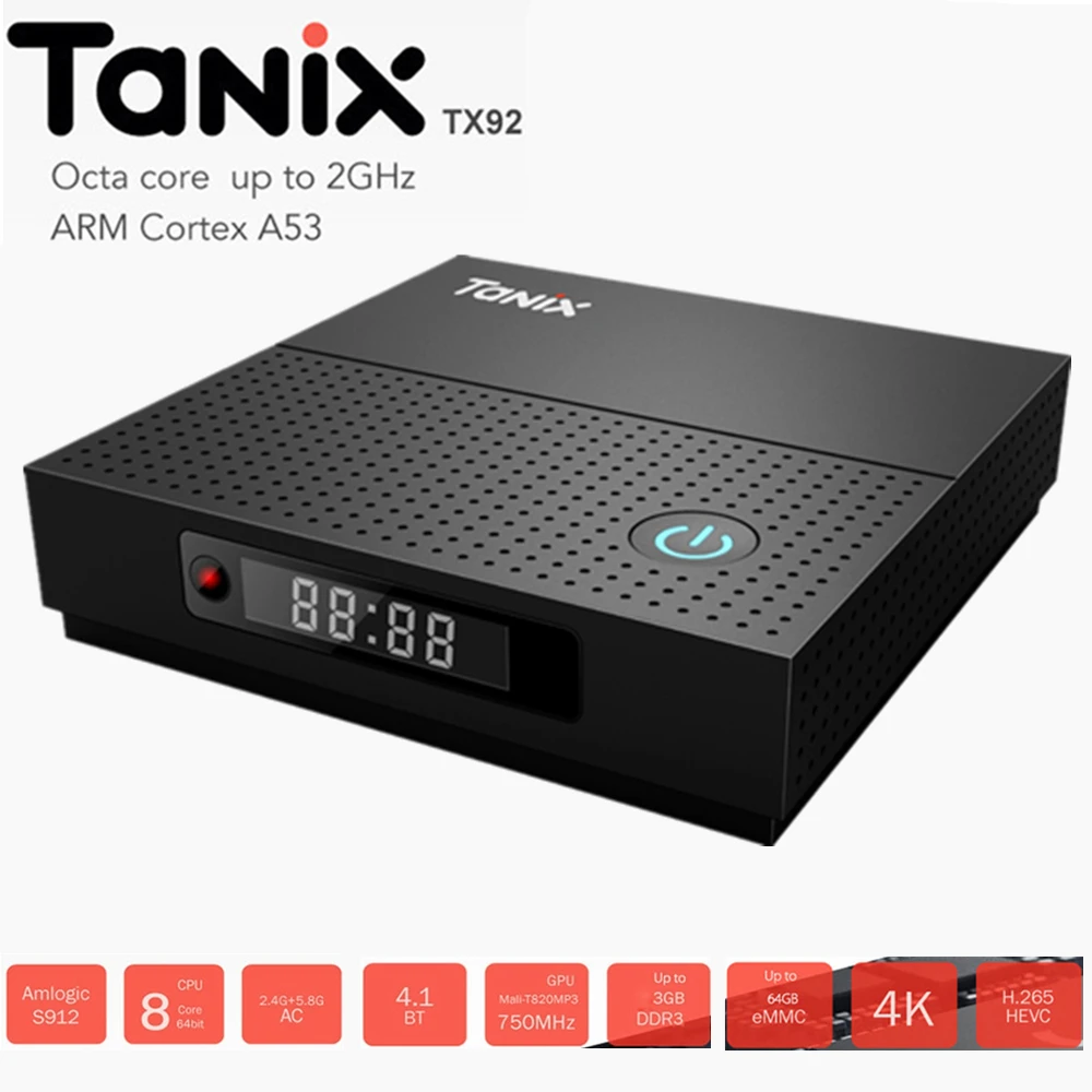 Tanix TX92 ТВ приставка Bluetooth 4 1 Amlogic S912 Восьмиядерный процессор Android 7 OS 1000M