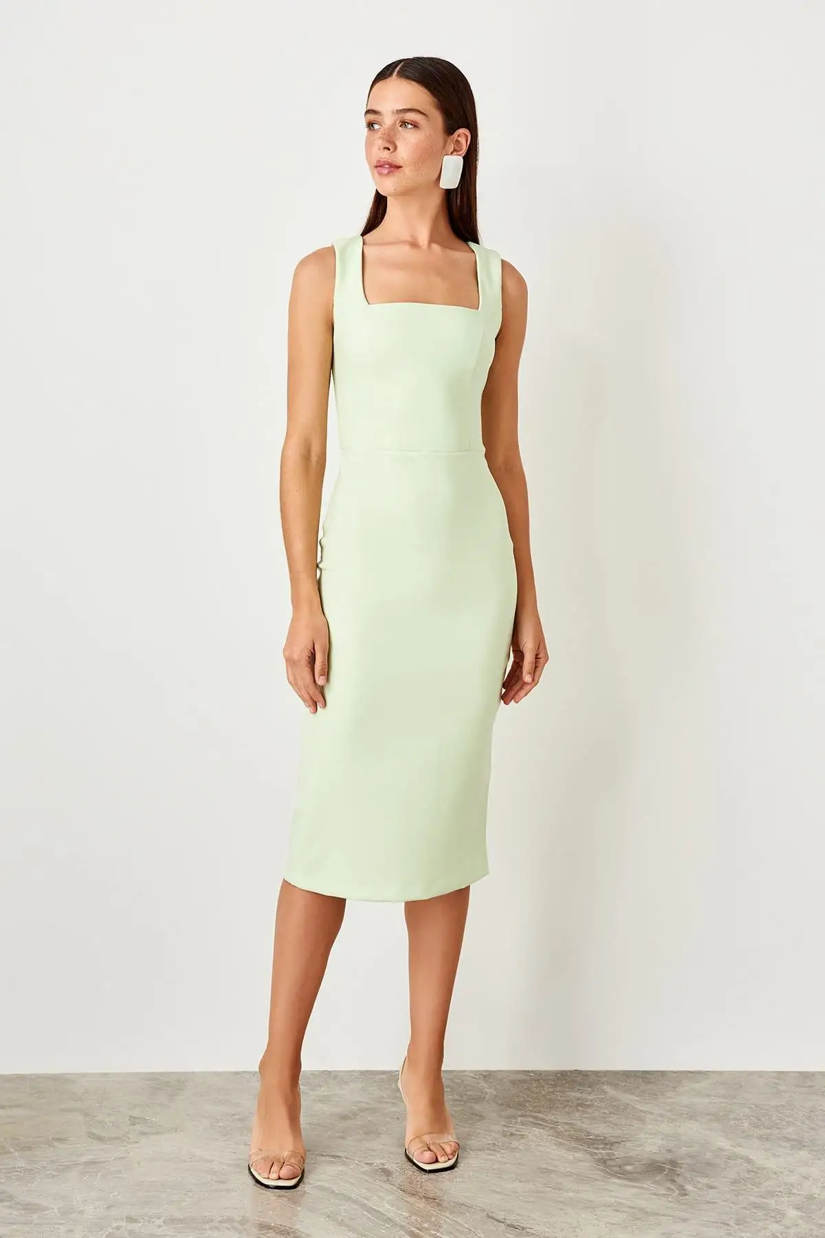 Trendyol Мятное классическое платье TWOSS19BB0500