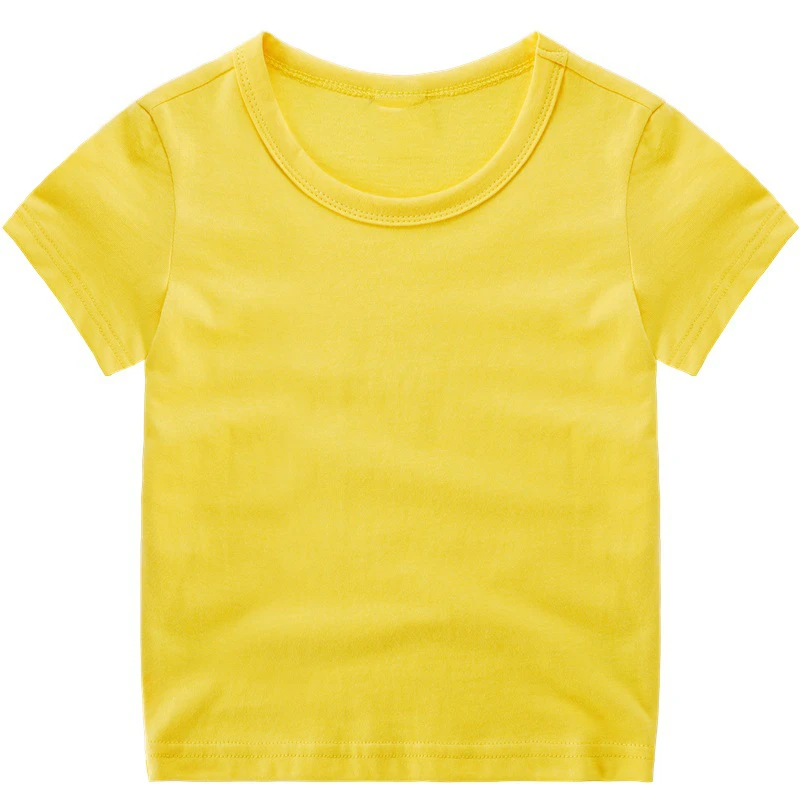 Плотная хлопковая футболка для маленьких мальчиков и девочек простая с коротким