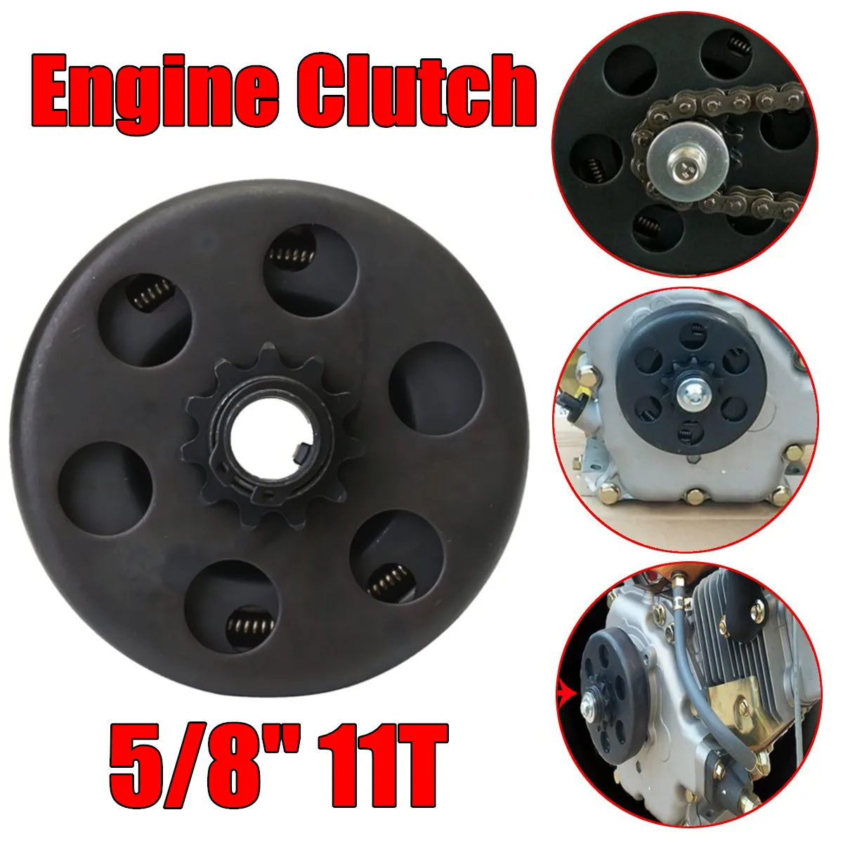 5/8'' Engine Clutch,Sprocket Centrifugal Clutch Sprocket 11T Bore Black for Gokart KDC Kart GX160 GX200 MAX80