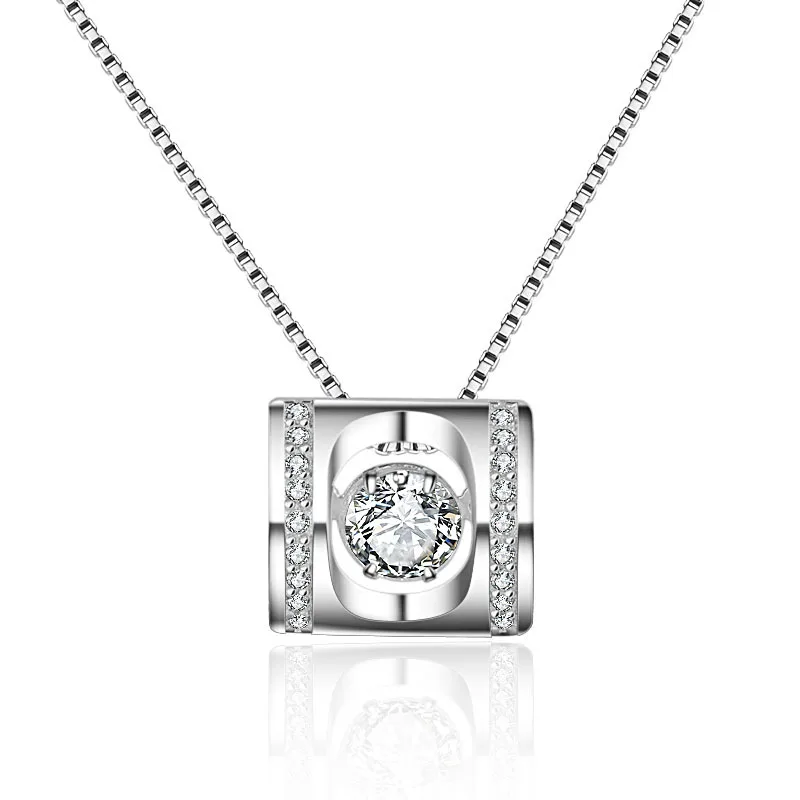 

Hot Sale Promotion New Design Shiny Zircon 925 Sterling Silver Pendant Necklaces for Women Jewelry Gift Drop Shipping