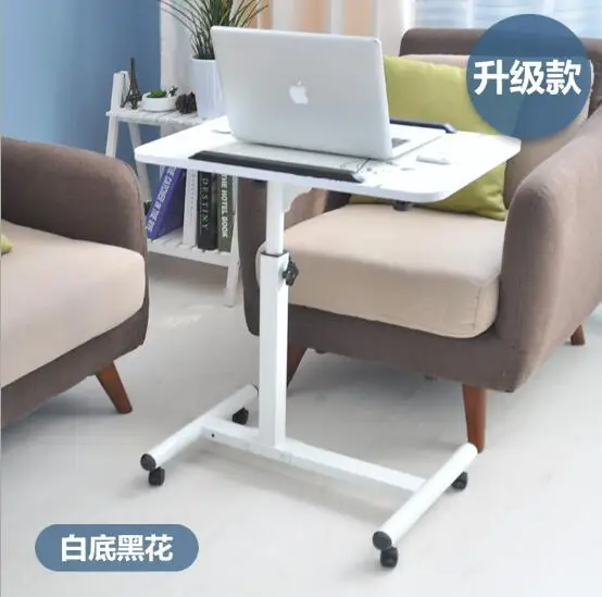 Upgrade M White Movable Computer Desk Adjustable Laptop Desk Lazy Desk Bedside Lifting Table For Bed Sofa - Цвет: Upgrade M White
