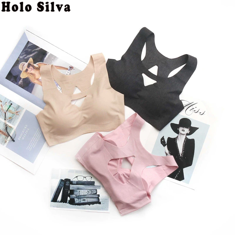 Women Seamless Deep V Sleeping Wire Free Bra Full Cup Padded Wireless Thin Japanese Push Up Vest Crop Tops | Женская одежда