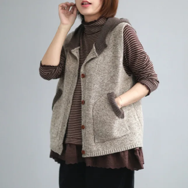 Mori Girl, Винтаж, Харадзюку, хиппи, Boho Vesten Dames Chandail Femme, вязаный жилет, кардиган, женская верхняя одежда с капюшоном, Manteau Veste, пальто