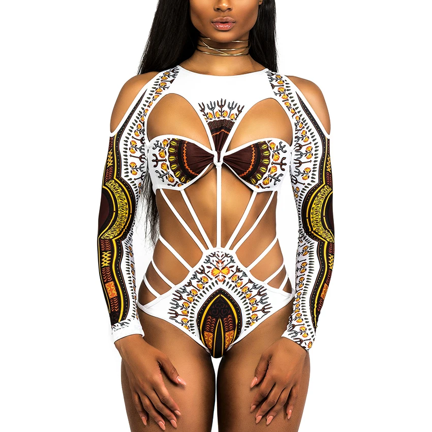 Женский слитный купальник с принтом Дашики в африканском стиле бандо длинным