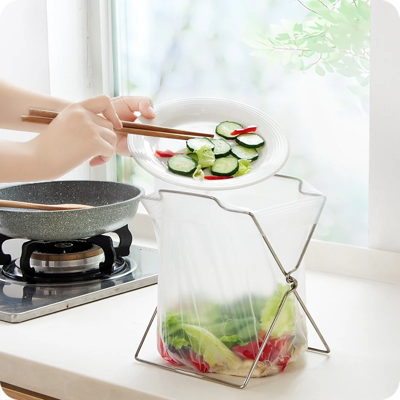 1 шт. Нержавеющая Складная мусорная полка для пакета тряпичная стойка кухонная