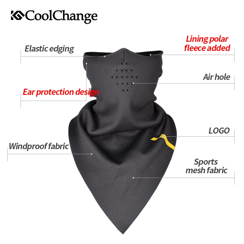 CoolChange Bicycle Mask Winter Warm Face Elastic Cycling Triangle Polar Fleece Breathable Ear Protector Bike Facemask | Спорт и