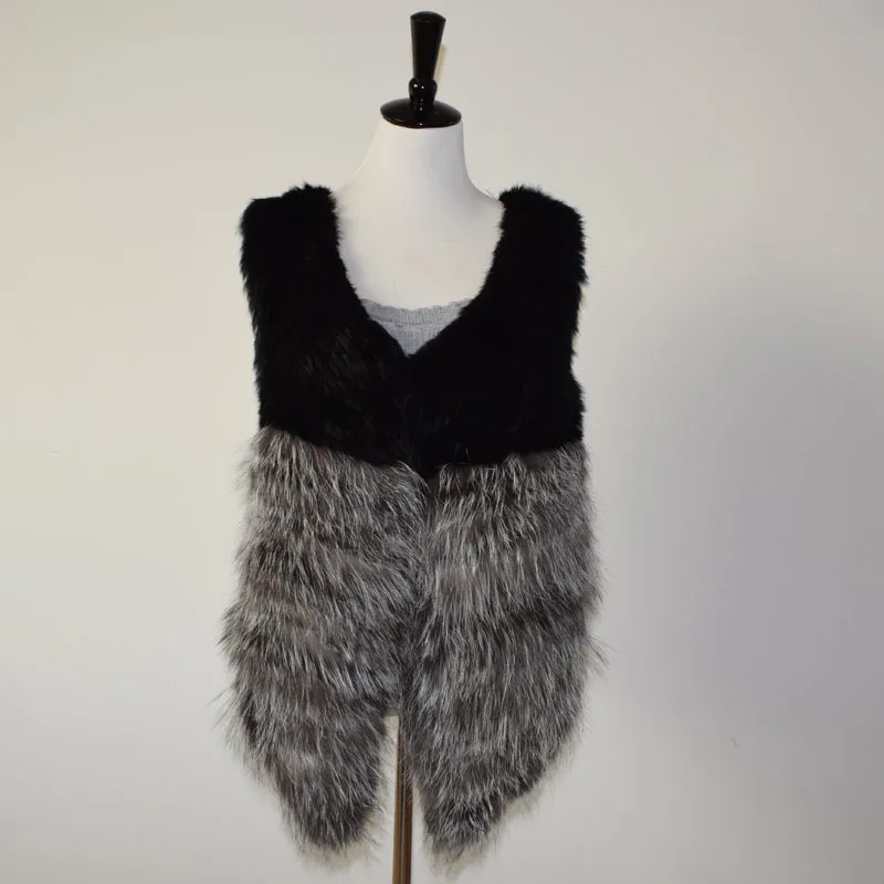 Жилет женский из натурального меха лисы ассиметричная длина LF4101 | Женская одежда