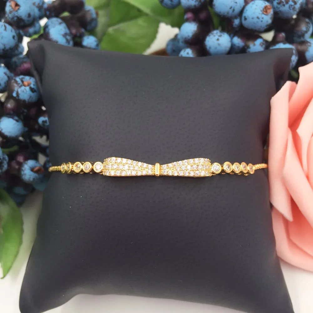 Женский браслет с бантом Элегантный регулируемый фианитом SL445 Pulsera |