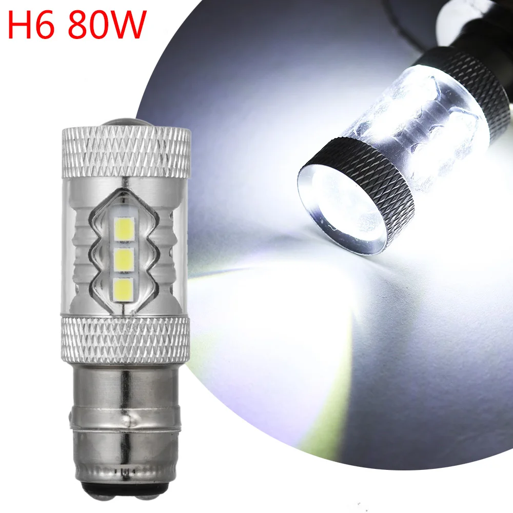 1 шт. H6 80 Вт Светодиодный светильник 12V мотоциклов головной Противотуманные фары