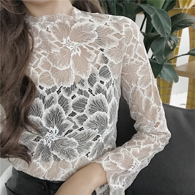new fashion brand autumn/summer style Women's Clothing Blouses black lace chiffon Shirts Female prairie chic tops vetement femme |