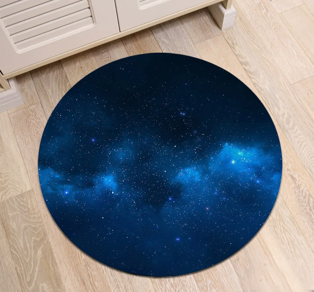 Ночной синий звездный кластер Nebulae круглая детская комната Подушка гостиная пол площадь Коврики для ванной нескользящие ковры дверной коврик