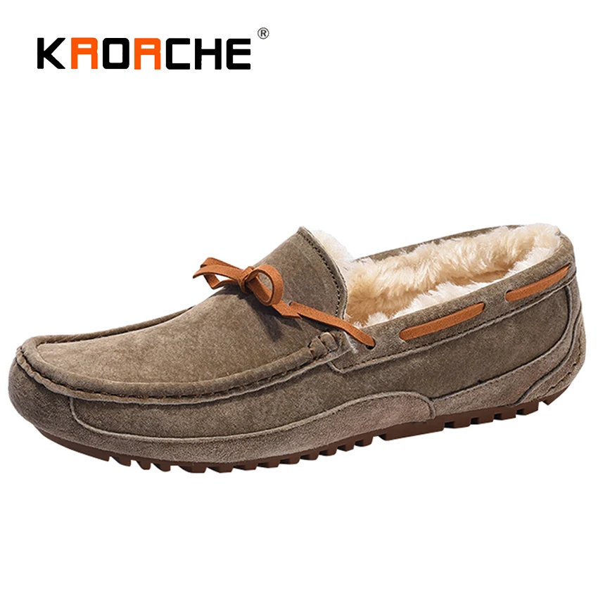 KRORCHE Мужчины Зимние Ботинки Loafer Изоляцией Флисовые Обувь Размер 5.5-9.5