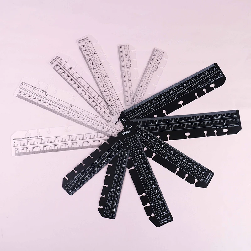 

2PCS classic PVC 6 /7holes ruler for binder planner notebooks,fine office school index ruler bookmark notebooks accessories