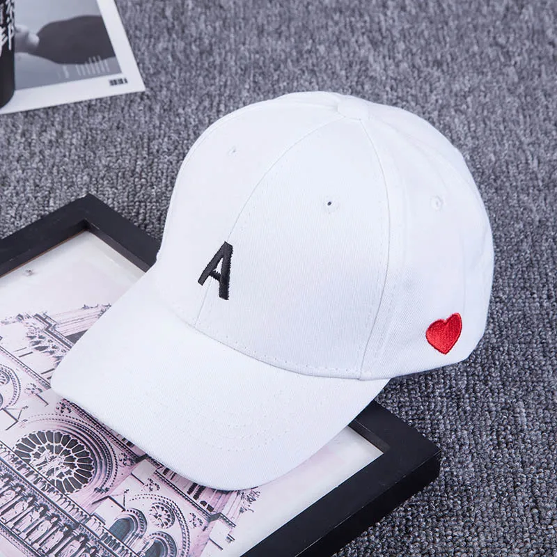 White letter A Бейсболка для гольфа с вышитыми пальцами и надписью «Love tests», женская и мужская хлопковая бейсболка, унисекс, шапка для папы, флиппер, кепка для маленького сердца с надписью «Love Trucker» - Цвет: White letter A