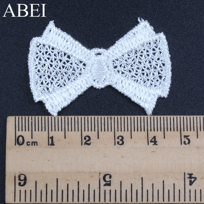 30 шт./лот белый бант аппликация аксессуары для одежды растворимый цветок ткань