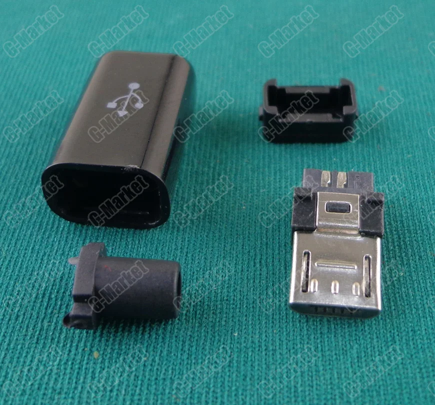 50 шт. сделай сам штекер Micro USB тип B 5 контактный порт четыре в сборе разъем