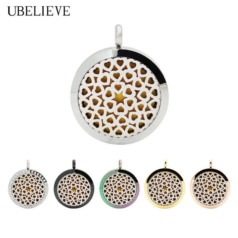 

30MM Stainless Steel Locket Aromatherapy Essential Oil Diffuser Pendant Jewelry With 6pcs Refill Pads Drop shipping