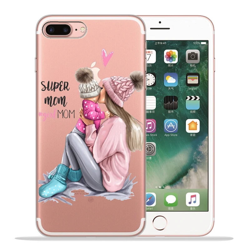 Модный чехол для телефона с надписью Super mom Dad Girl Baby iPhone 8 7 6 6S Plus X XS MAX XR 10 мягкий
