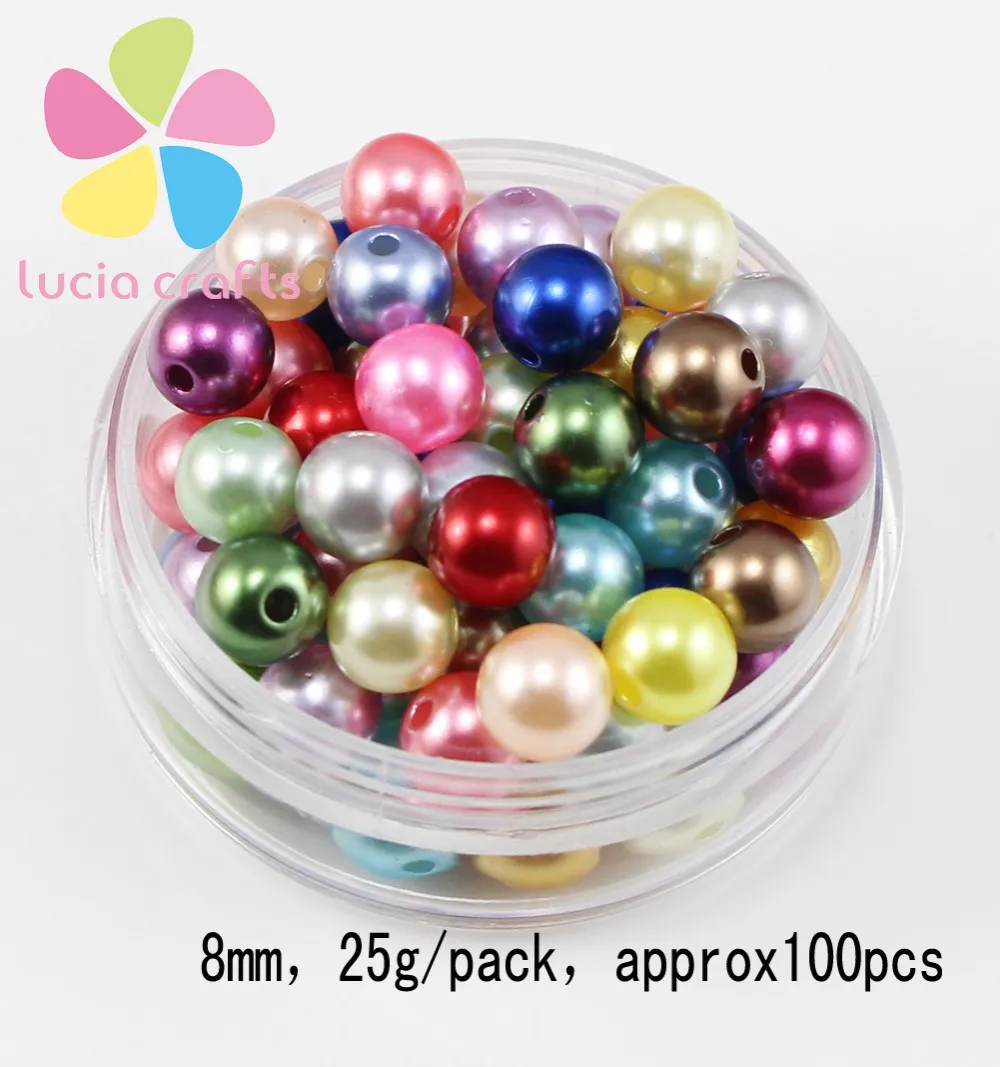 Lucia crafts 5/8 мм разноцветных акриловых не сужающийся книзу массивный одежды бусины с имитацией жемчуга E1028