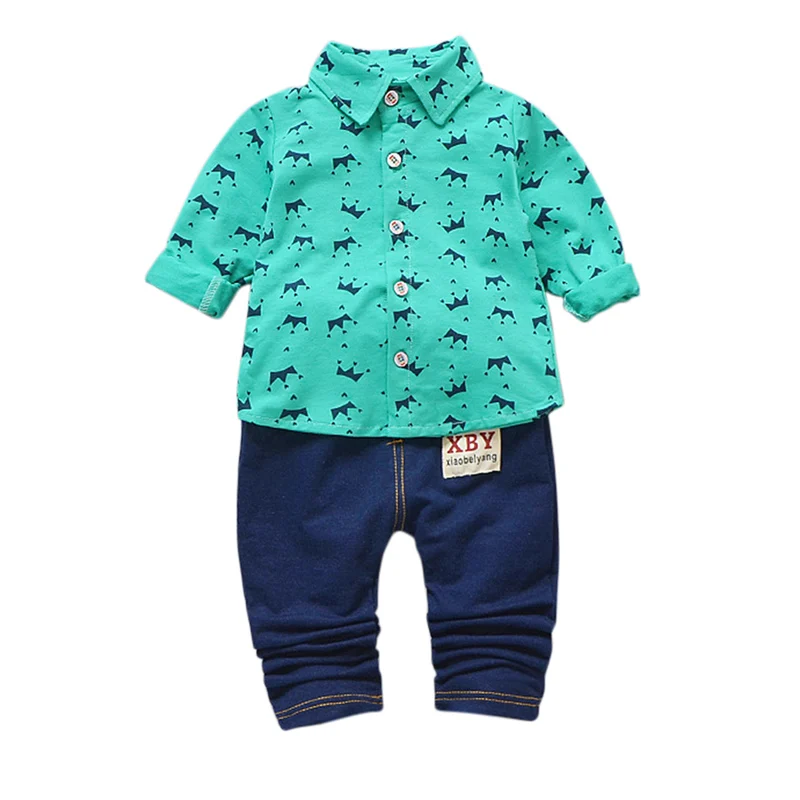 Children's Set Kids Clothing Casual Boy Long Sleeve Fashion Outfits Plaid Print Cotton Sweatshirt Tops Denim Pants |