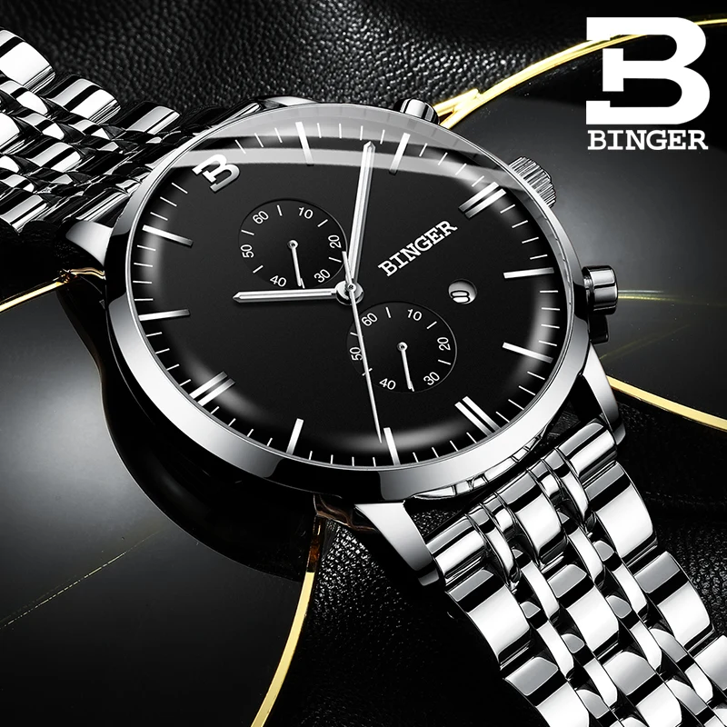 Часы наручные Binger Мужские кварцевые люксовые брендовые автоматические