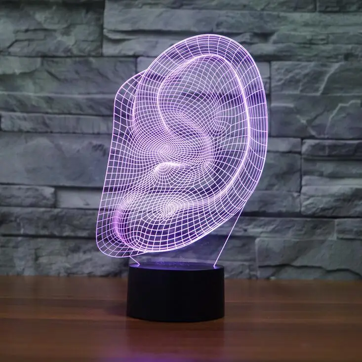 

3D Ear Lamp Illusion Lamp 7Color Change For Boy's Gift Toys Arts and crafts USB Small Night Light drawing rooms decoration