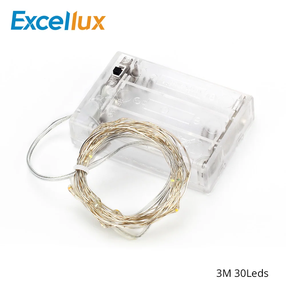 Excellux 3 м гирлянды светодиодные светильник s с медным проводом батареей работает
