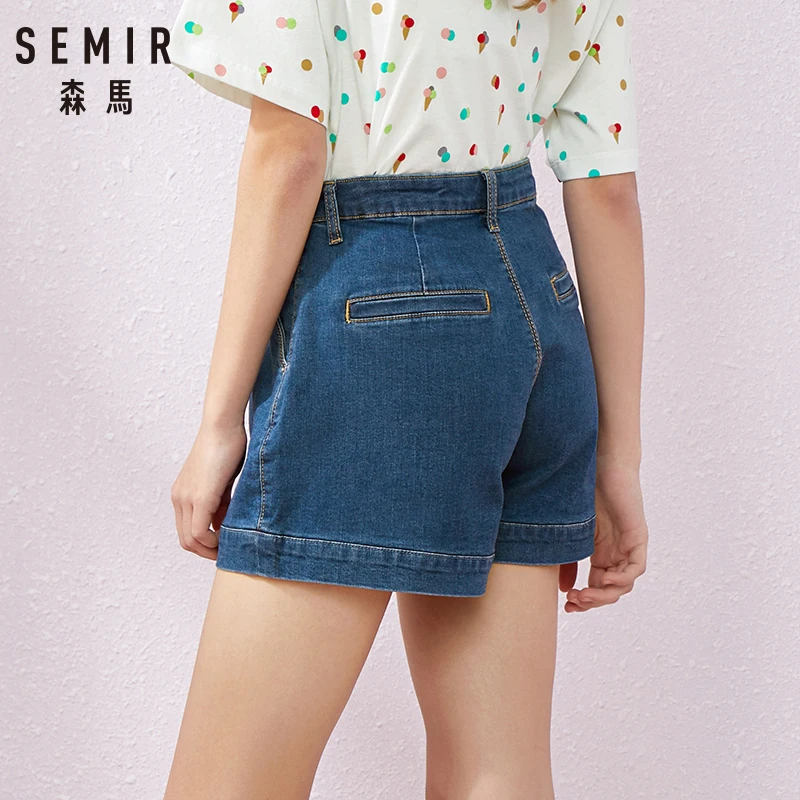 Женские джинсовые шорты SEMIR повседневные тонкие с высокой талией в Корейском