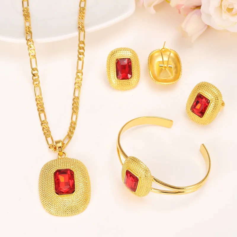 

Party Wedding Ethiopian bridal Jewelry sets Gold Fashion rhinestone crystal sets for African Israel Arab Habesha Eritrea Gift
