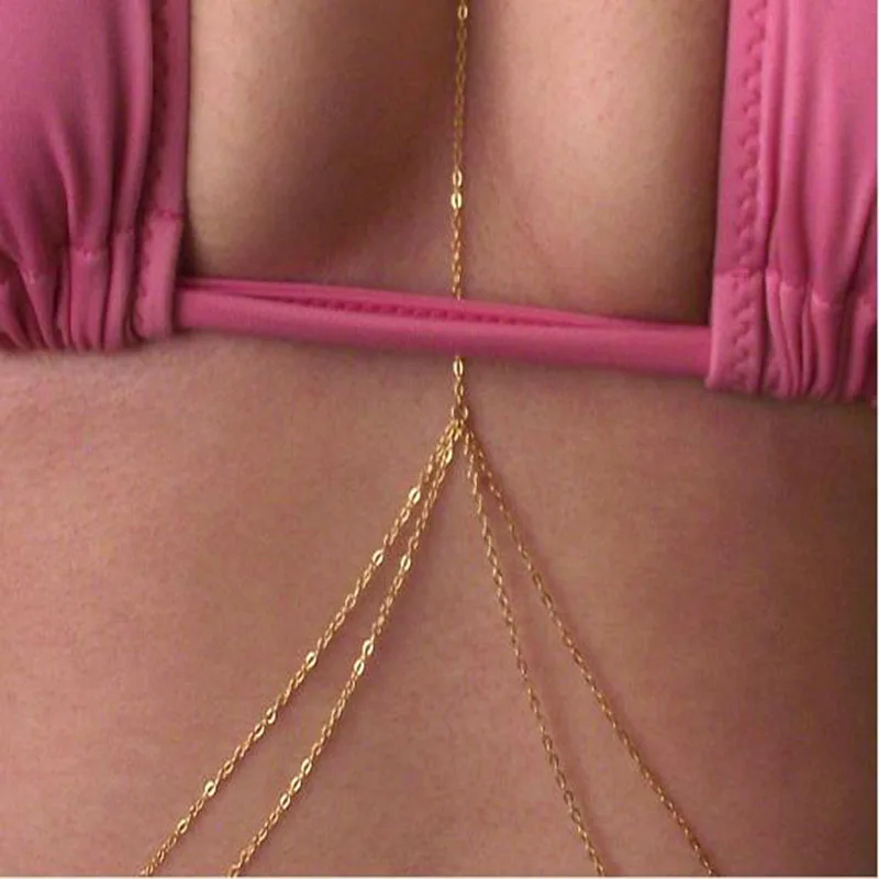 Цепочка цепочка двухслойная женская простая для тела LST005 | Украшения и