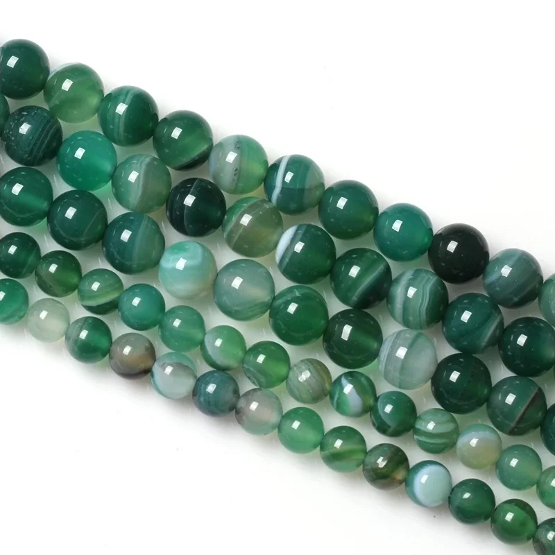 Круглые зеленые полосатый оникс Агаты бусины из натурального камня для