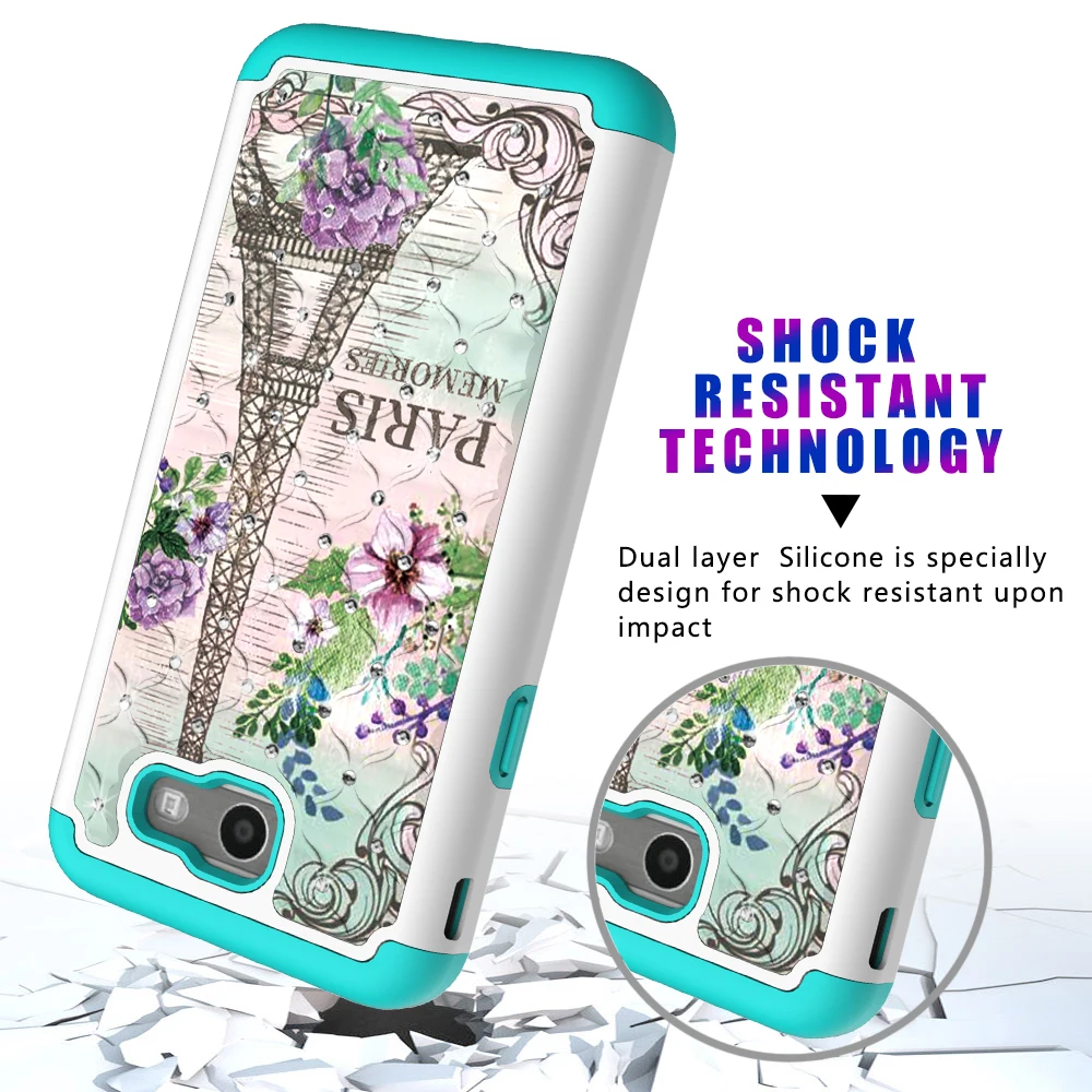 Anti-Knock Glitter Hybrid Back Hard Soft Bumper Phone Case Cover for Samsung J7 2017 |