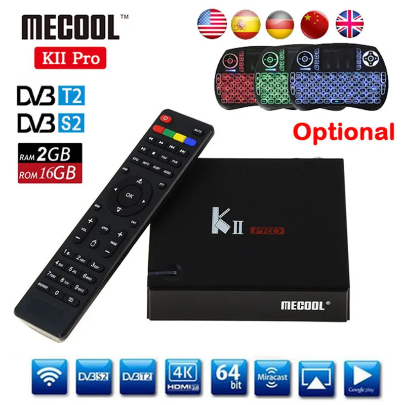 DVB T2 Android tv Box K2 PRO 2 Гб 16 S2 7 1 Amlogic S905D Dual wifi HEVC KII pro 4K Smart + клавиатура|4k smart box|android box k2amlogic