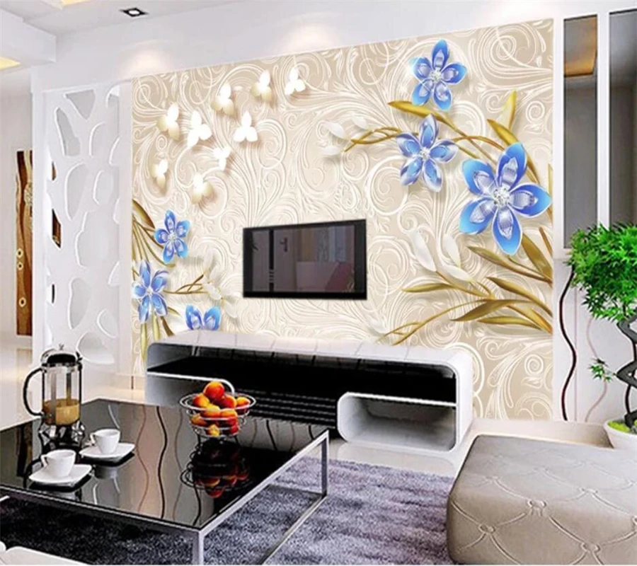 Custom wallpaper 3D murals European jewelry flower stereo background wall living room bedroom mural papers home decor | Обустройство
