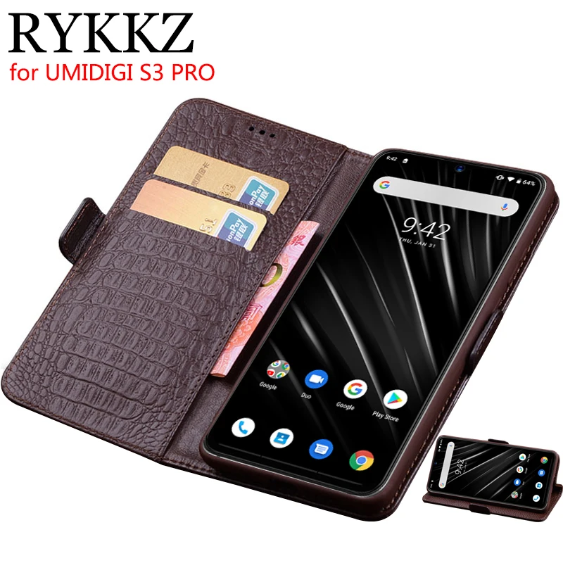 

RYKKZ For UMIDIGI S3 Pro Luxury Wallet Genuine Leather Case Stand Flip Card Hold Phone Book Cover Bags For UMIDIGI S3 Pro Case