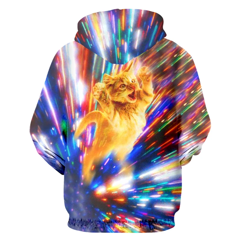 OGKB 2018 Spring Fall Women/men's 3D Print Colorful Cat Zip Hoodies Animal Sweatshirt Unisex Hiphop Hooded Hoody Jackets 6XL | Мужская