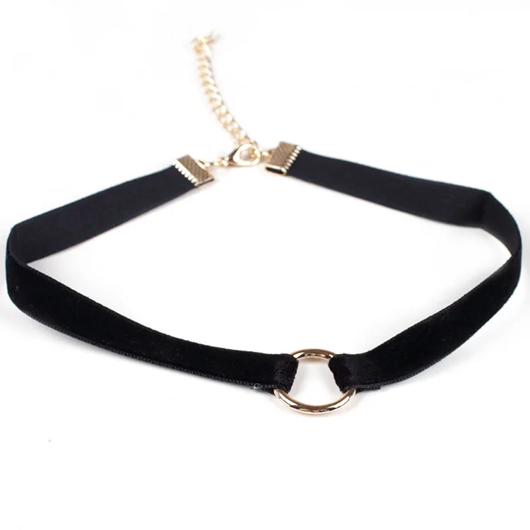 Fashion Women Girls Simple Style Velvet Ribbon Choker Circle Round Pendant Necklace 4 Colors Punk Gothic Collar Jewelry | Украшения и