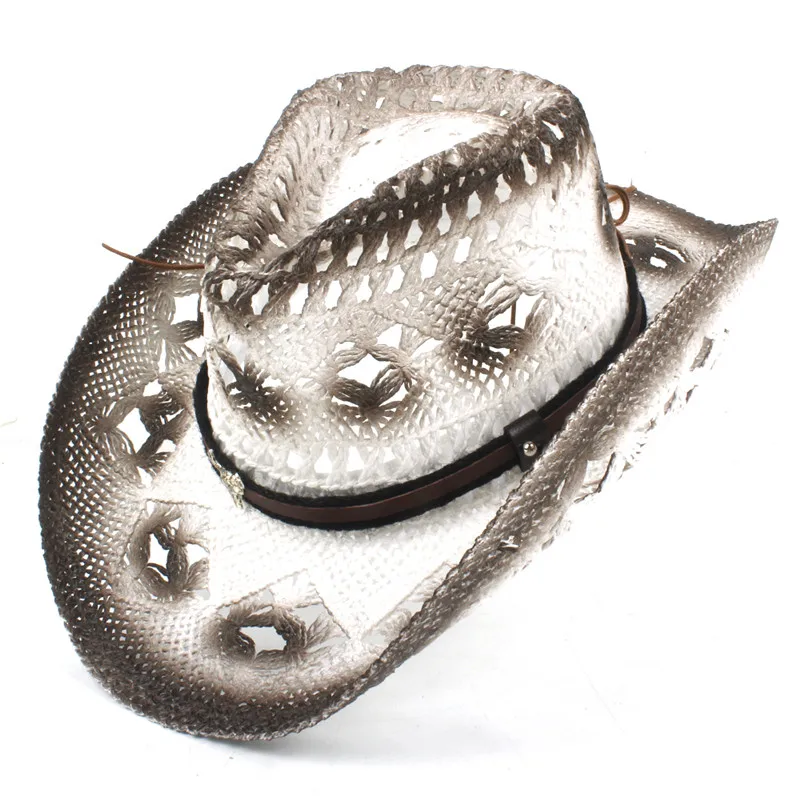Шляпа Ковбойская соломенная с ремнем для женщин и мужчин модная Панама ручной