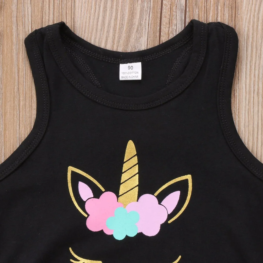 Pretty Baby Girls Dress ONLY One Latest Cotton Black Unicorn Tassel Sleeveless Dresses Kids Casual Party Clothes | Детская одежда и