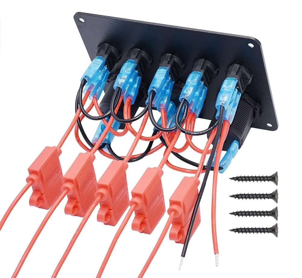 12V 24v алюминиевая 5 Gang ВКЛ ВЫКЛ многофункциональная клавишная панель