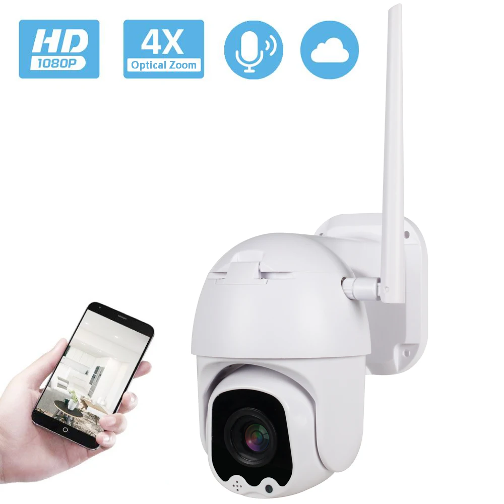 4X моторизованный зум Беспроводная PTZ IP Camara 1080P наружная Wifi камера безопасности ИК