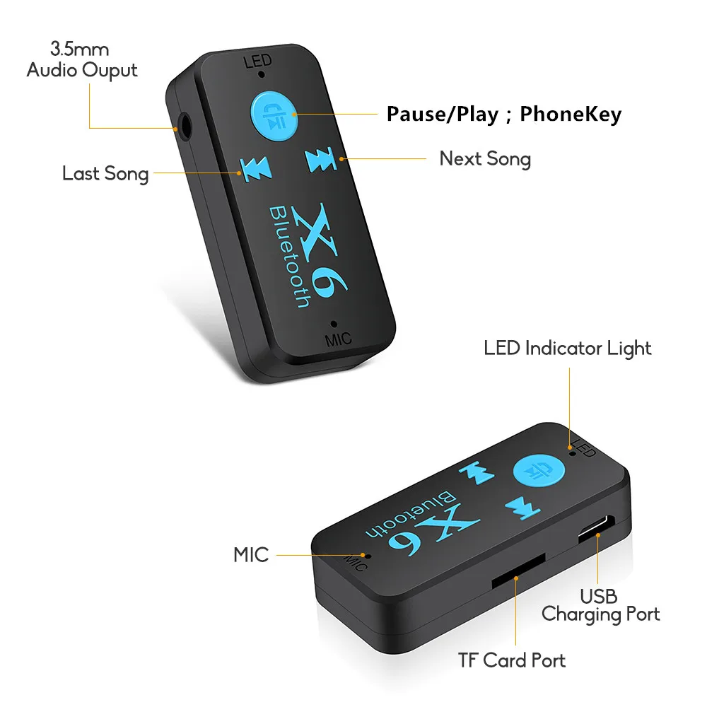 Автомобиль Беспроводной Handsfree 4 1 + EDR Bluetooth Music Receiver Поддержка TF карты