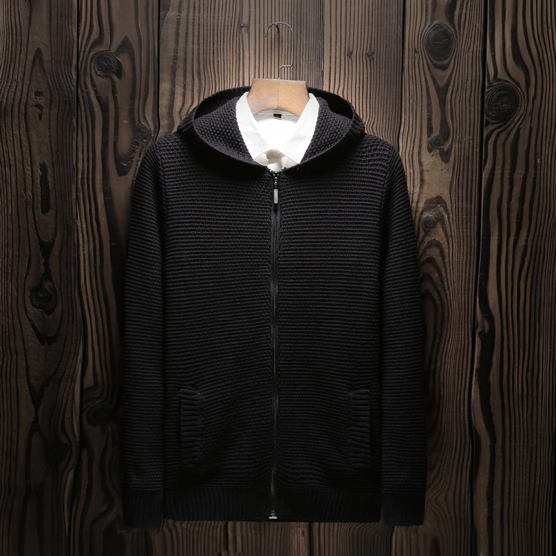 

new arrival fashion casual large Male Cotton Sweater Hooded Cardigan men Computer Knitted Zipper plus size MLXL2XL3XL4XL5XL6XL