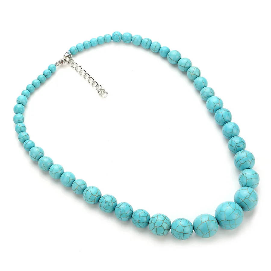 Fashion Bohemian Tribal Artisan Strand Jewelry Turquoises Blue Stone Women beads Necklace |