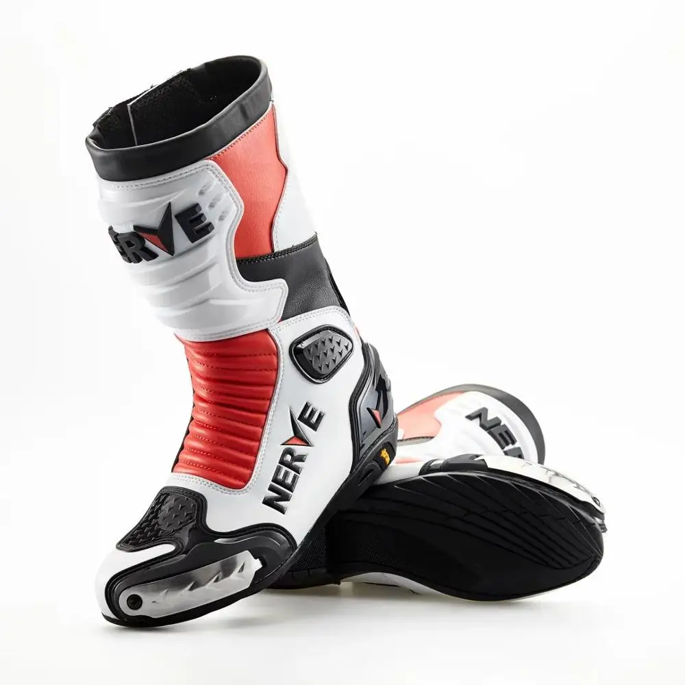 Новые кожаные ботинки для мотогонок нерва мотоциклетные спортивные езды на
